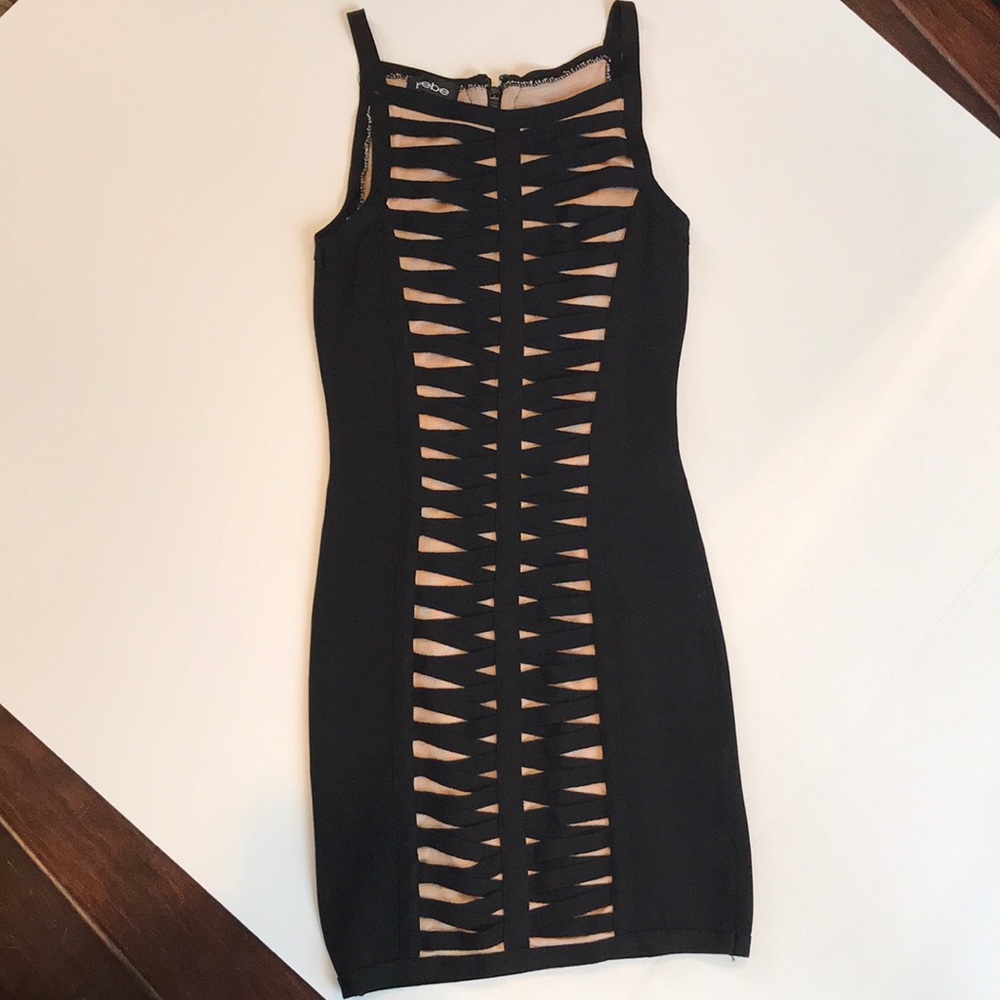 Black and Nude Mini Dress. size XS. Bebe